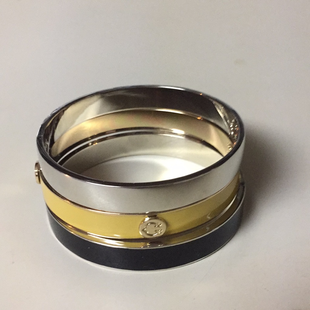 C Wonder Set Of 3 Bangles Black Silver Yellow 30$